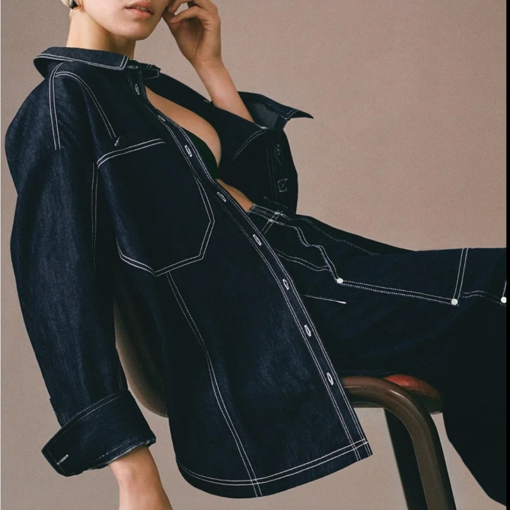 NWT Pilcro Anthropologie Oversized Denim Shirt Jacket Shacket Size XXSmall